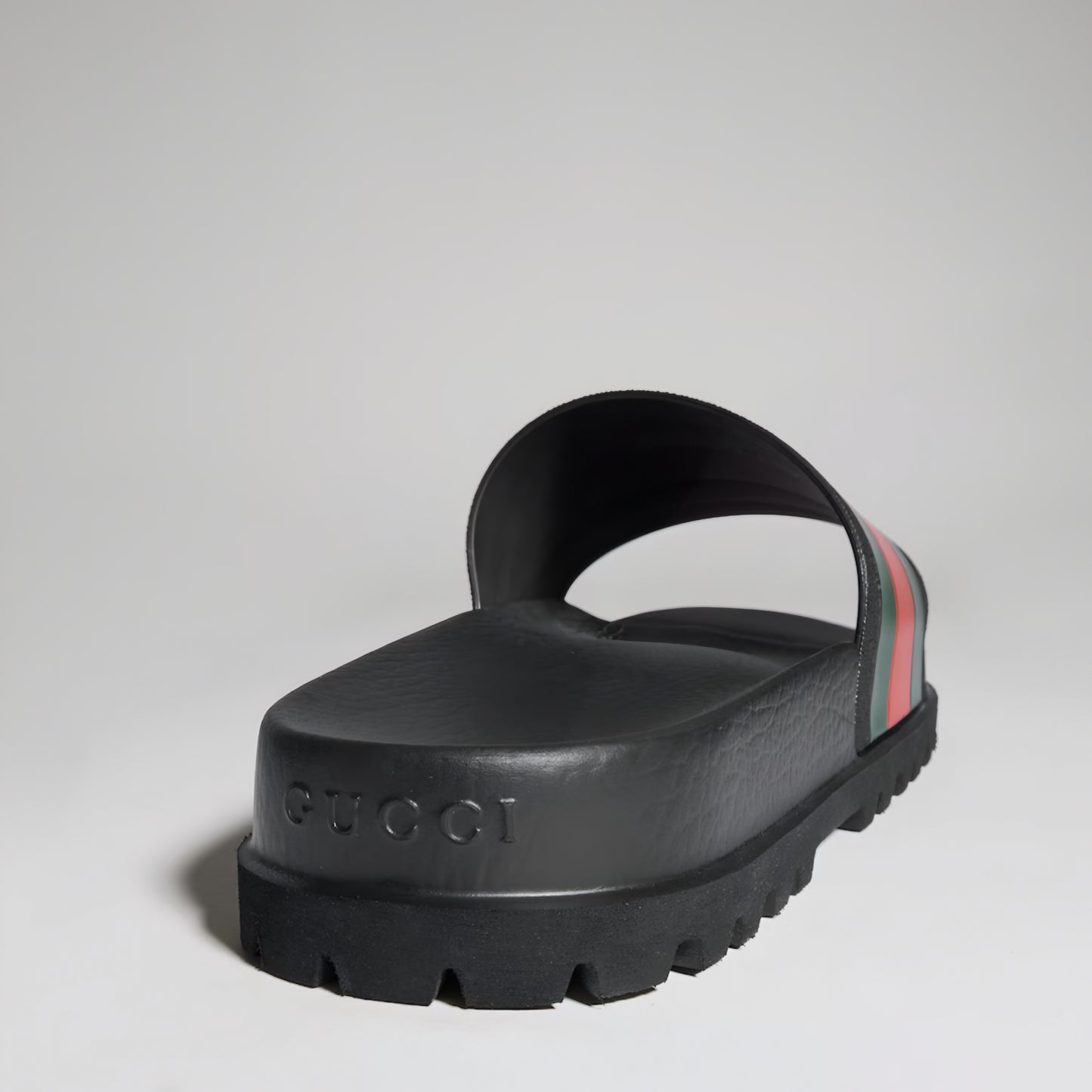 Gucci Striped Rubber Sandal — Black