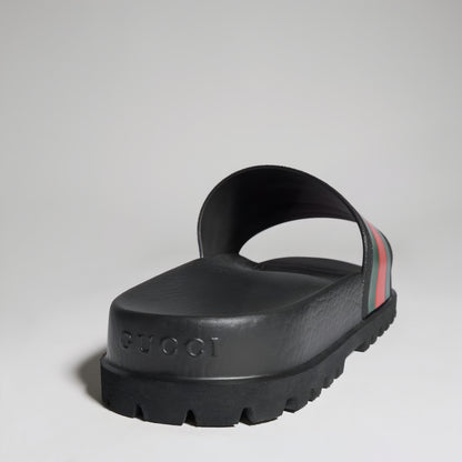 Gucci Striped Rubber Sandal — Black