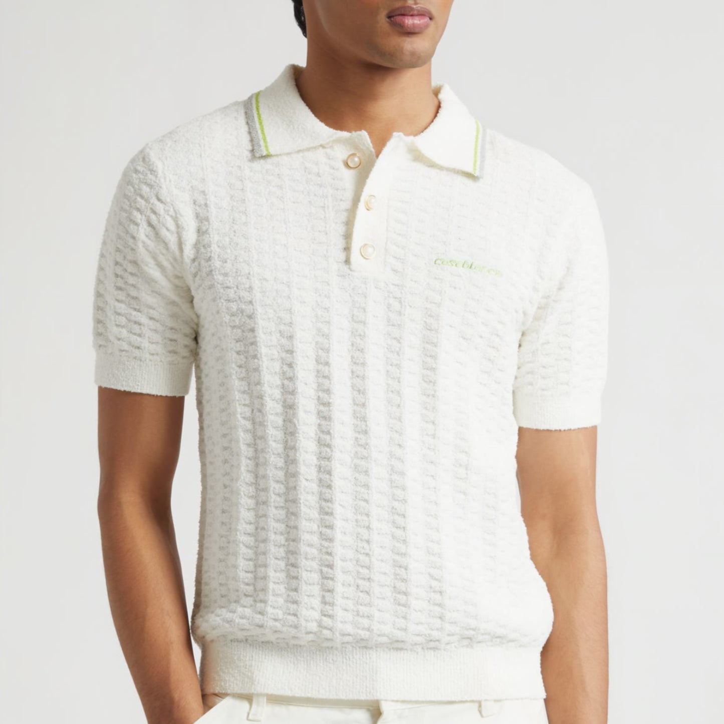 Casa Blanca Boucle Polo Shirt — White