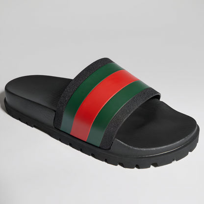 Gucci Striped Rubber Sandal — Black
