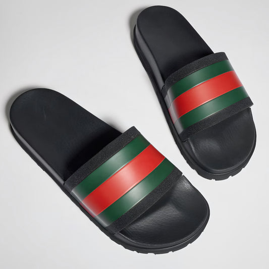 Gucci Striped Rubber Sandal — Black