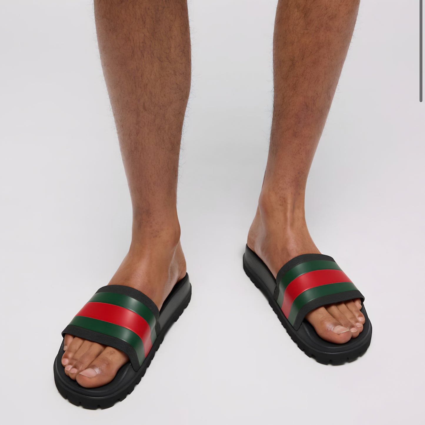 Gucci Striped Rubber Sandal — Black