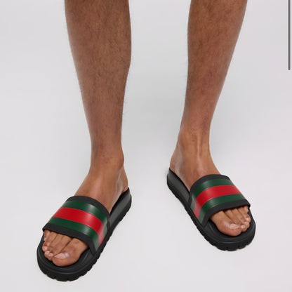Gucci Striped Rubber Sandal — Black