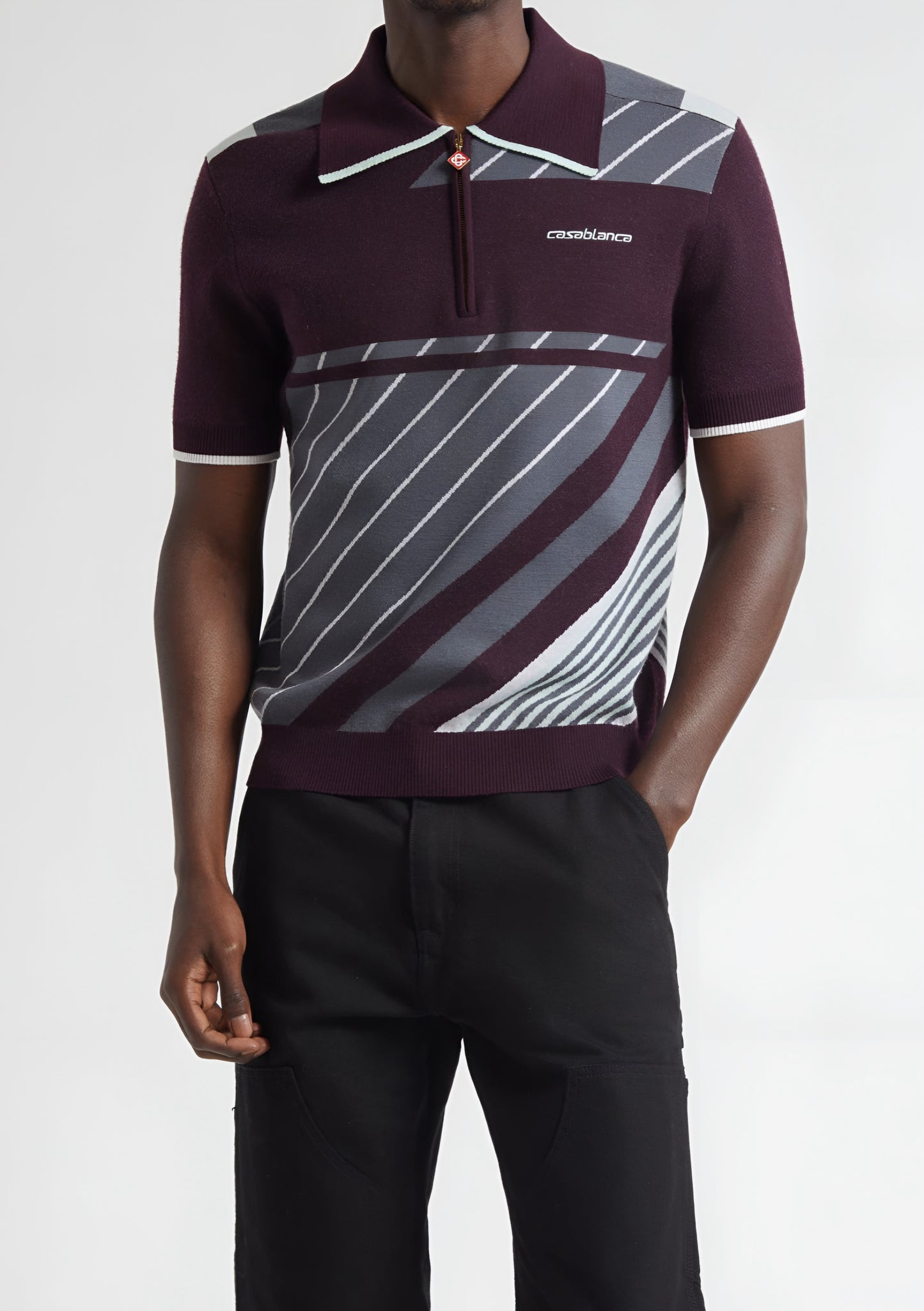 Casa Blanca Merino Diagonal Polo —  Red