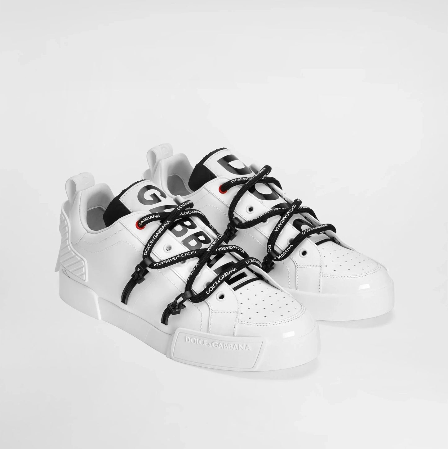 Dolce & Gabbana Portofino Sneakers In Calfskin And Patent Leather — White
