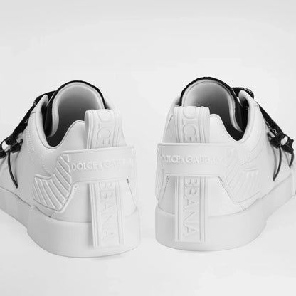 Dolce & Gabbana Portofino Sneakers In Calfskin And Patent Leather — White