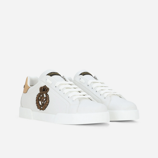 Dolce & Gabbana Portofino Sneakers With Crown Patch — White
