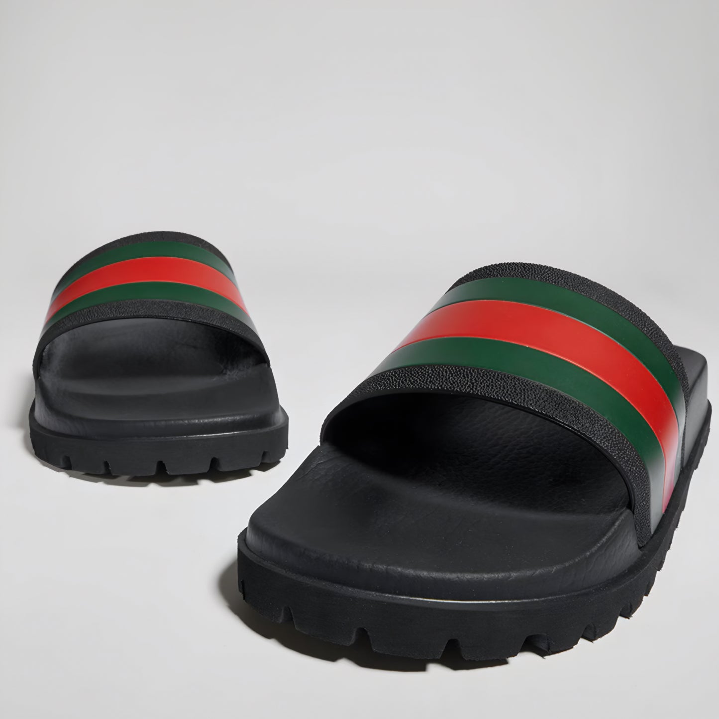 Gucci Striped Rubber Sandal — Black