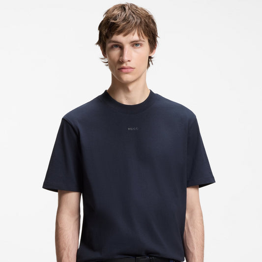 Hugo Relaxed-Fit T-Shirt With Centered Logo Detail — Dark Blue