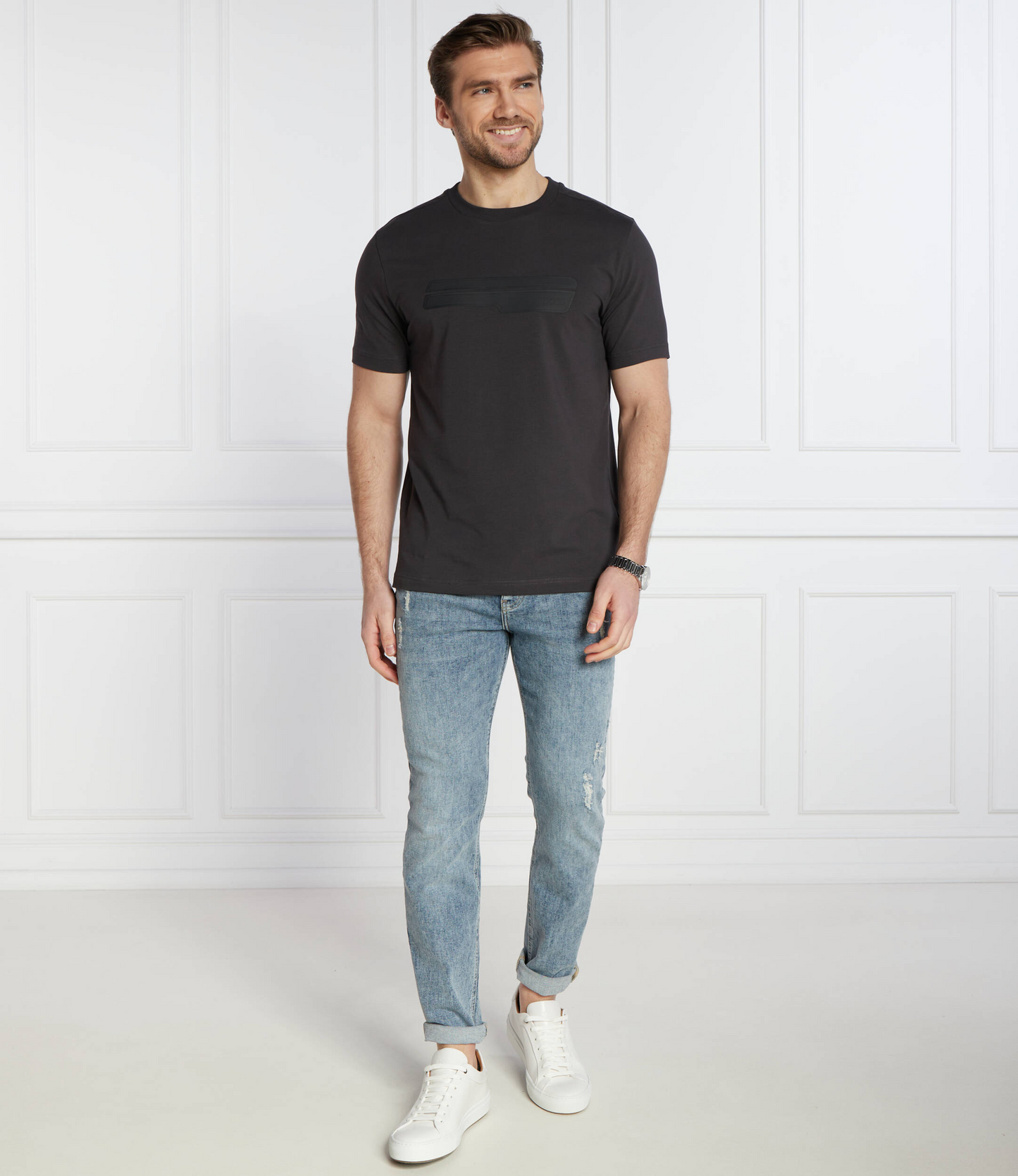 Boss Relaxed-Fit T-Shirt With Logo Detail — Dark Grey